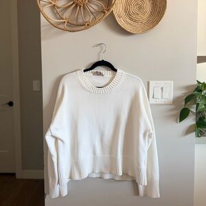 Everlane White Crewneck Sweater - Relaxed Rib Trim